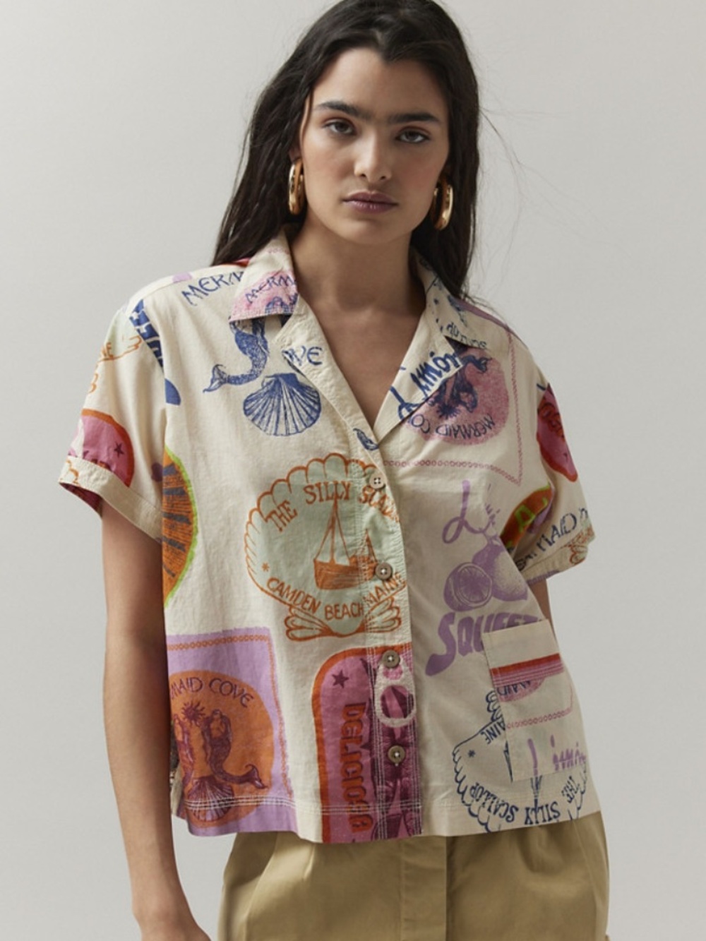 BDG Del Rey Souvenir Button-Down Top